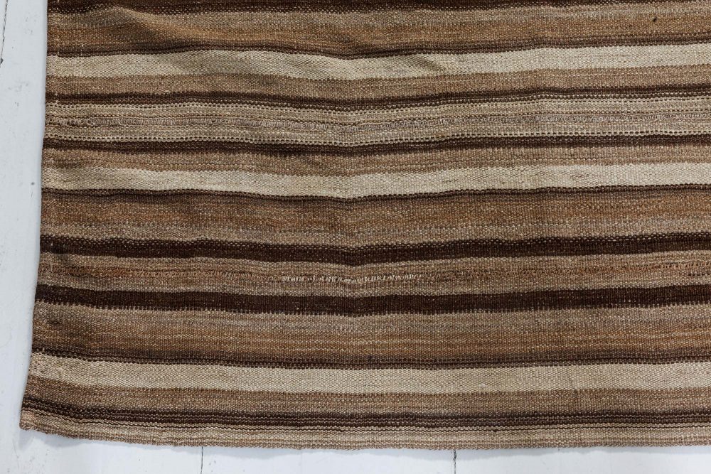 Mid-20th century Persian Kilim Rug in Beige and Brown Stripes BB7297