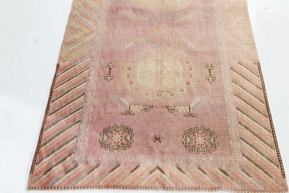 Mid-20th century Samarkand Beige, Brown, Green, Orange, Purple Wool Rug BB7301