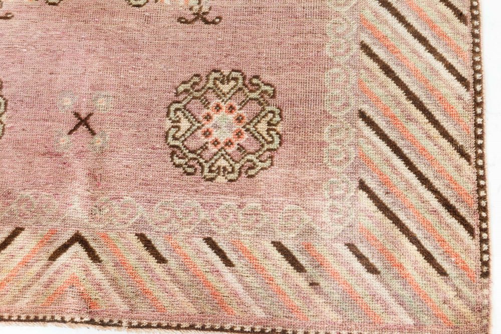 Mid-20th century Samarkand Beige, Brown, Green, Orange, Purple Wool Rug BB7301