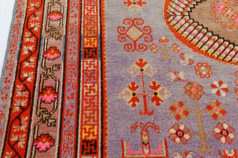 Mid-20th Century Samarkand Brown, Gold, Orange, Pink, Purple, Red Wool Rug BB7341