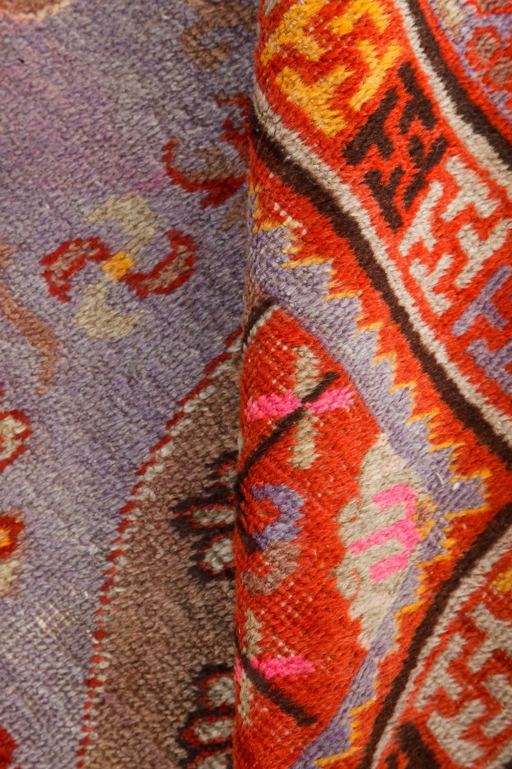 Mid-20th Century Samarkand Brown, Gold, Orange, Pink, Purple, Red Wool Rug BB7341