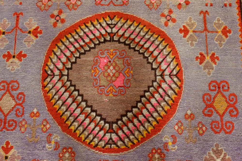 Mid-20th Century Samarkand Brown, Gold, Orange, Pink, Purple, Red Wool Rug BB7341