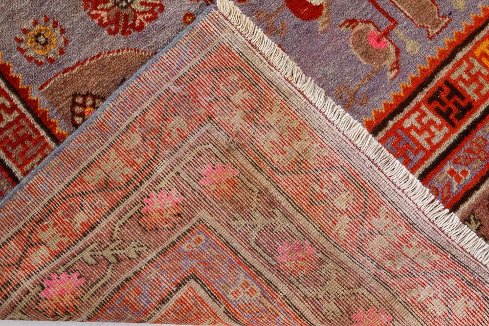 Mid-20th Century Samarkand Brown, Gold, Orange, Pink, Purple, Red Wool Rug BB7341