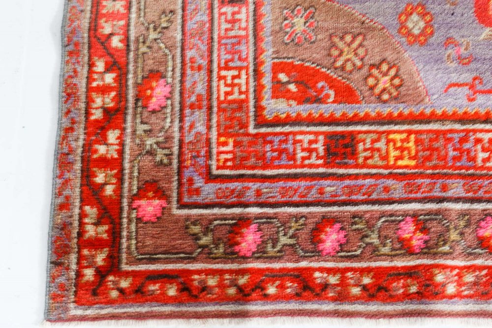 Mid-20th Century Samarkand Brown, Gold, Orange, Pink, Purple, Red Wool Rug BB7341