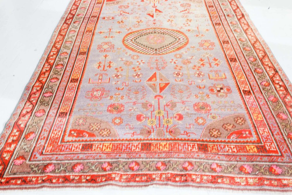 Mid-20th Century Samarkand Brown, Gold, Orange, Pink, Purple, Red Wool Rug BB7341