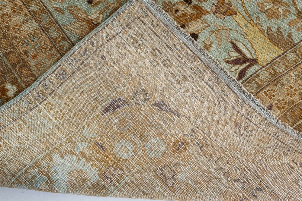 Antique Persian Tabriz Rug in Blue, Brown, Gold BB7342