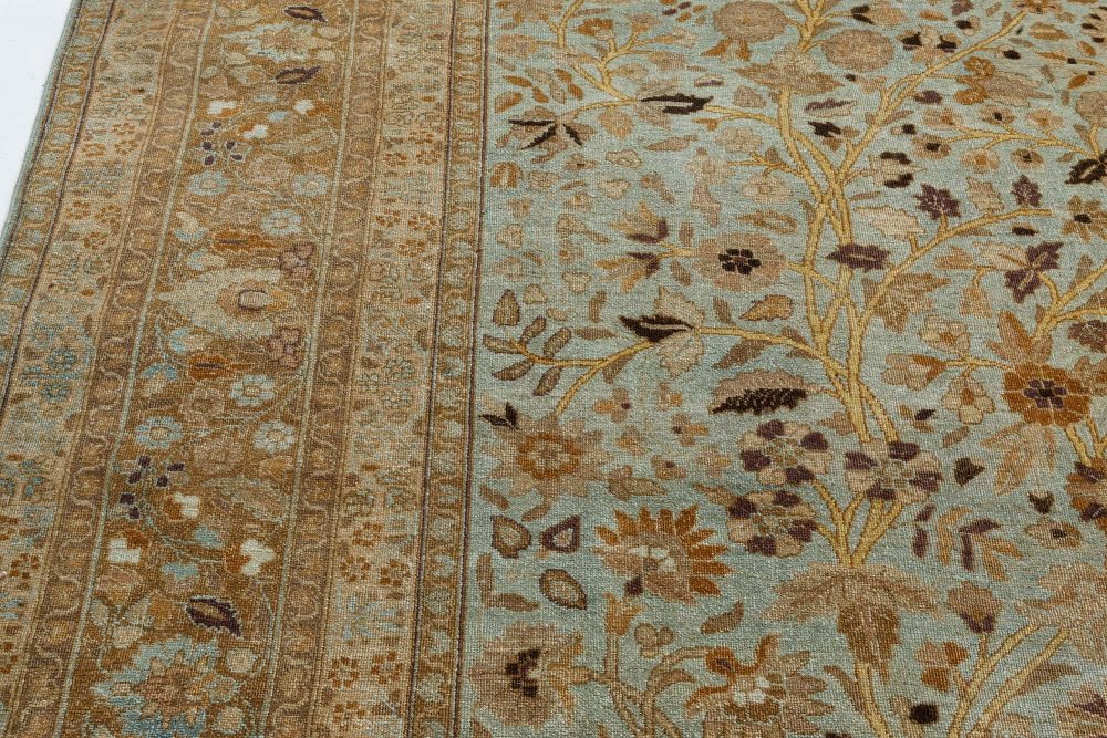 Antique Persian Tabriz Rug in Blue, Brown, Gold BB7342