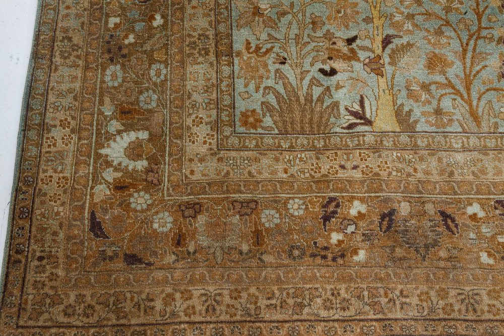 Antique Persian Tabriz Rug in Blue, Brown, Gold BB7342