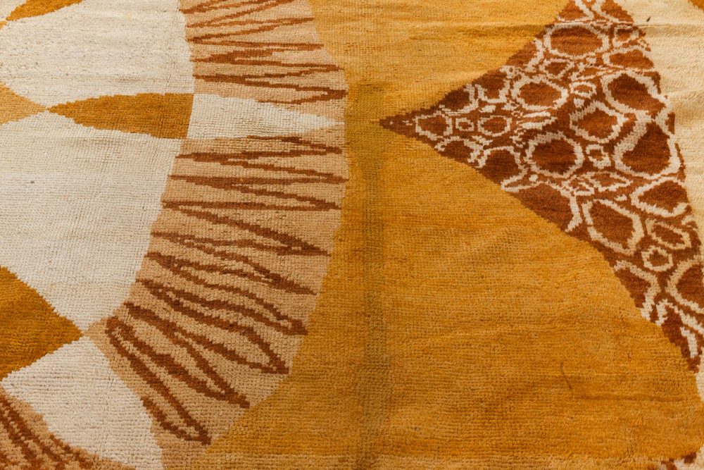 French Art Deco Rug in Shades of Beige, Gold, Brown and Ivory BB7351