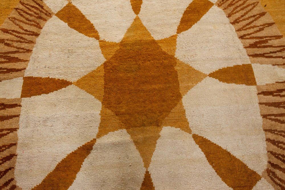 French Art Deco Rug in Shades of Beige, Gold, Brown and Ivory BB7351