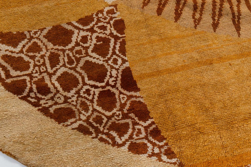 French Art Deco Rug in Shades of Beige, Gold, Brown and Ivory BB7351