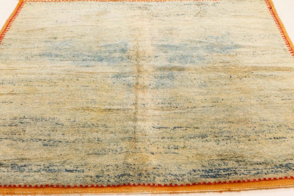 Mid-20th Century Moroccan Solid Handmade Wool Rug in Blue Shades BB7352