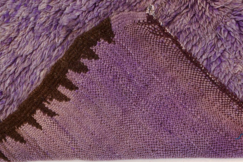 Mid-20th century Moroccan Solid Purple Handwoven Wool Rug BB7353
