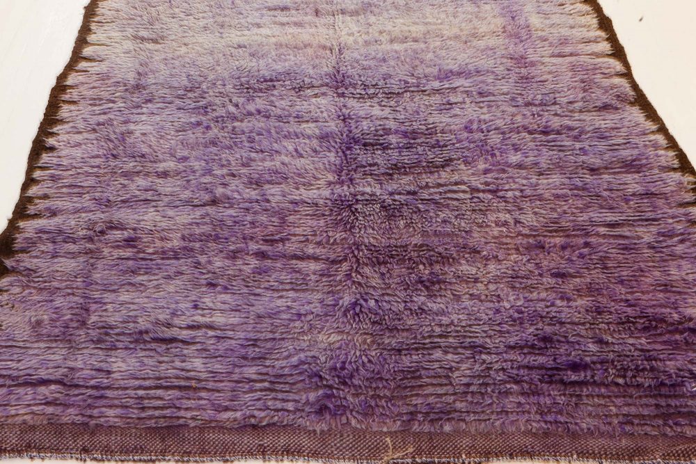 Mid-20th century Moroccan Solid Purple Handwoven Wool Rug BB7353