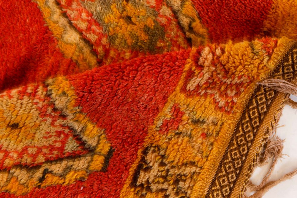 Vintage Tribal Moroccan Wool Rug in Red, Orange, Beige, and Black BB7354