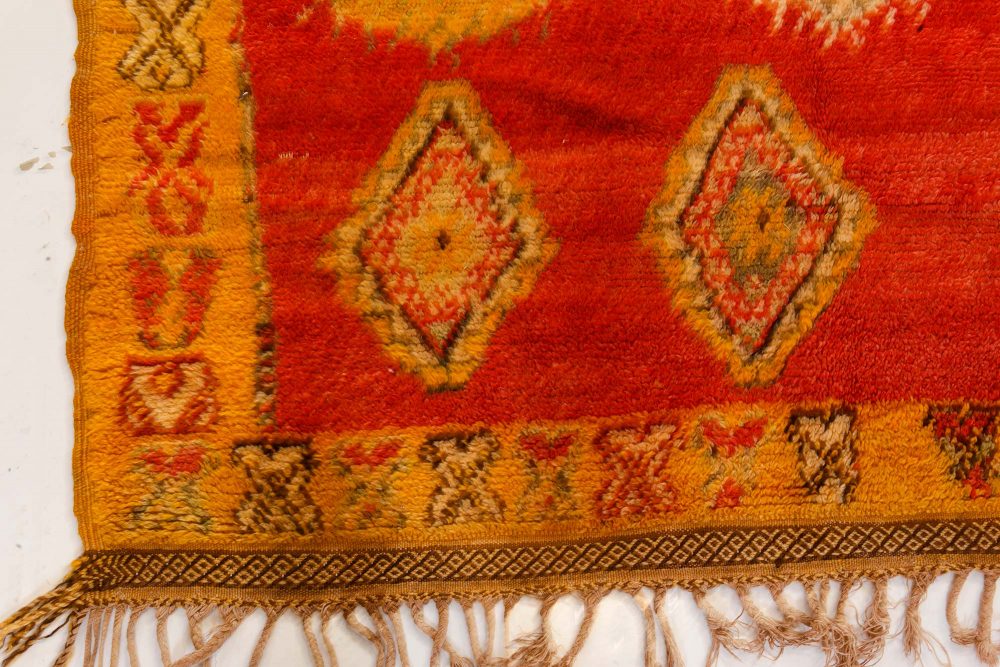 Vintage Tribal Moroccan Wool Rug in Red, Orange, Beige, and Black BB7354