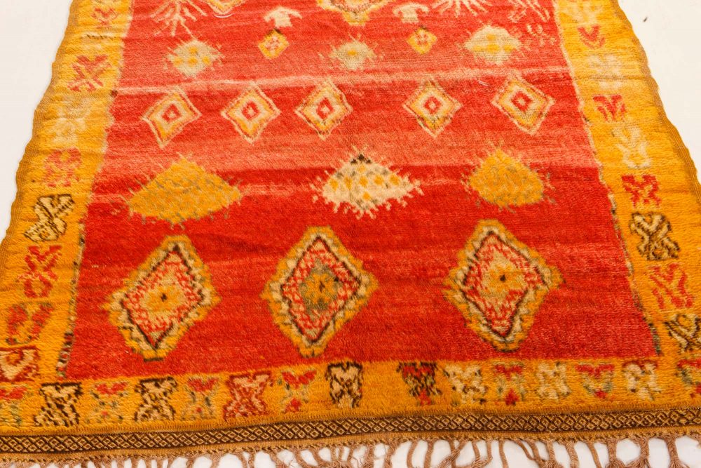 Vintage Tribal Moroccan Wool Rug in Red, Orange, Beige, and Black BB7354