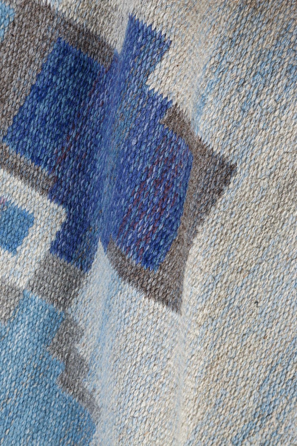 Mid-Century Blue and Grey Swedish Rug by Judith Johanson BB7357