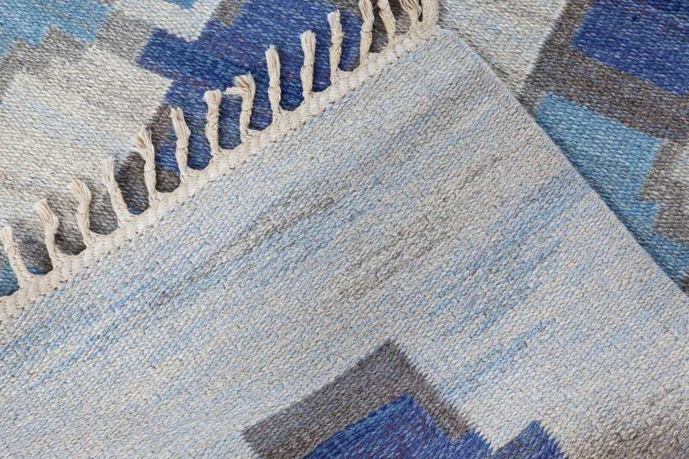 Mid-Century Blue and Grey Swedish Rug by Judith Johanson BB7357