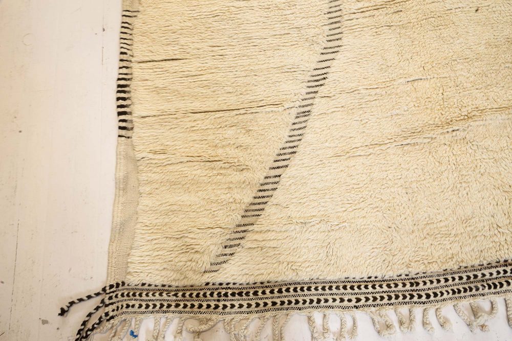 Doris Leslie Blau Collection Tribal Style Modern Moroccan Rug in White and Grey N12125