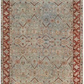 Antique Tabriz Persian Allover Geometric Warm Tan Hand-Knotted Wool Rug – Circa 1920 BB7343