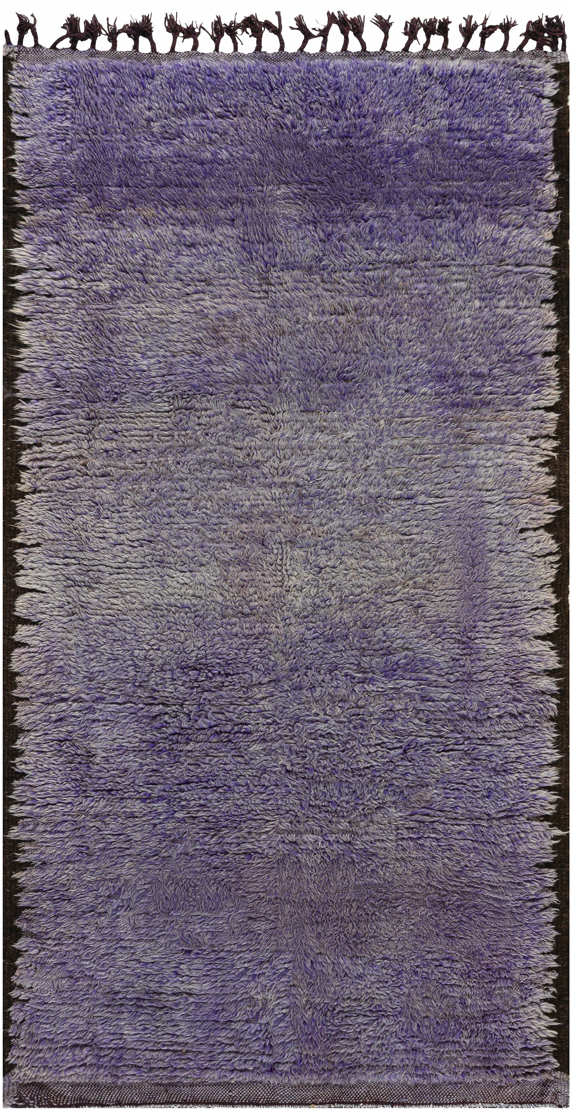 Mid-20th century Moroccan Solid Purple Handwoven Wool Rug , index: BB7353