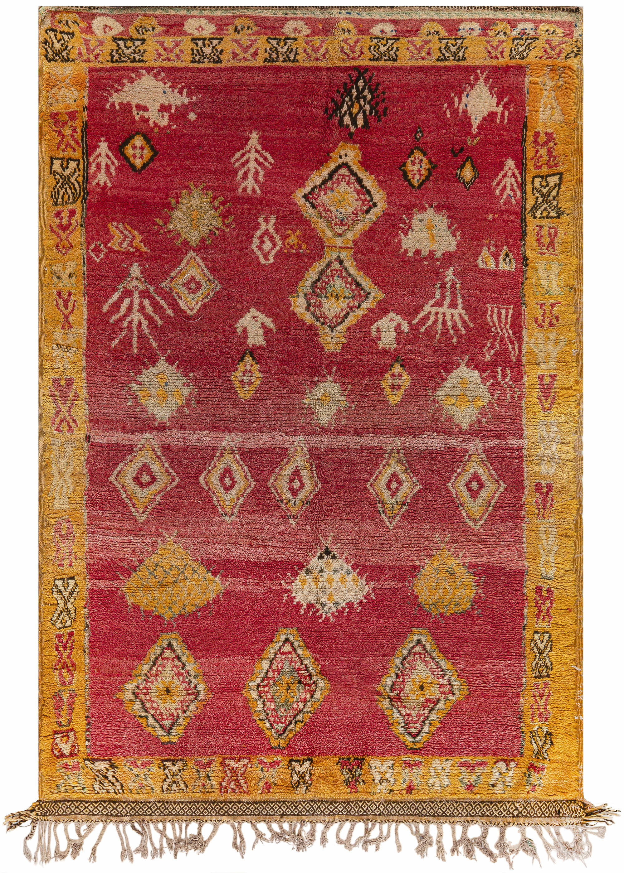 Vintage Tribal Moroccan Wool Rug In Red, Moroccan Wool Rug
