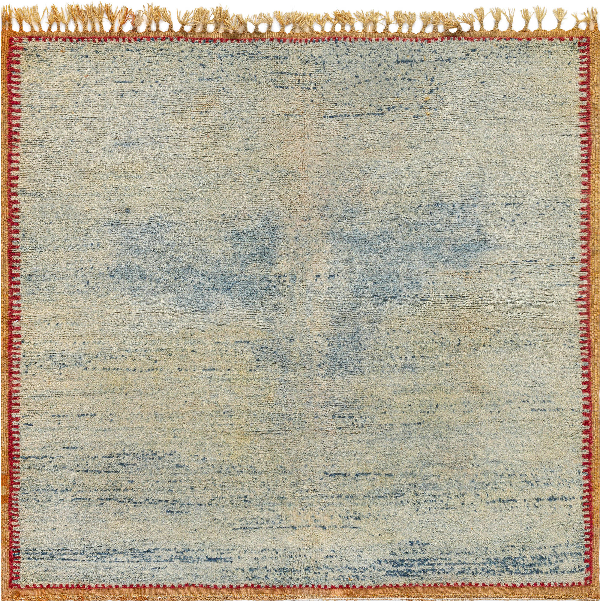 Mid-20th Century Moroccan Solid Handmade Wool Rug in <mark class='searchwp-highlight'>Blue</mark> Shades BB7352