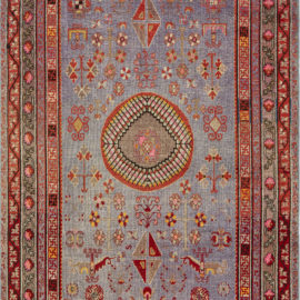 Samarkand Vintage Floral Light Blue Hand-Knotted Wool Carpet BB7341