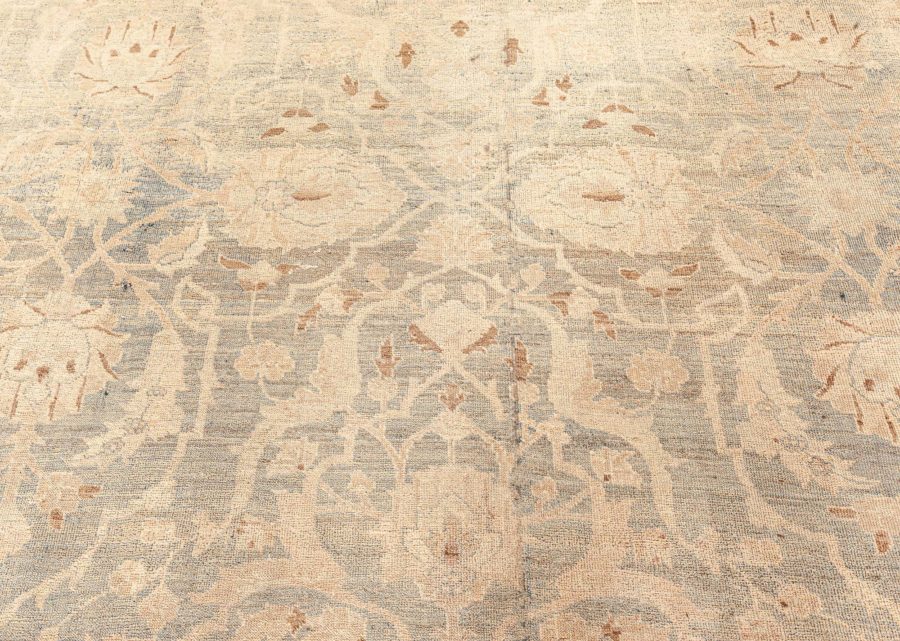 Authentic Persian Tabriz Beige Green Handmade Wool Rug BB7368