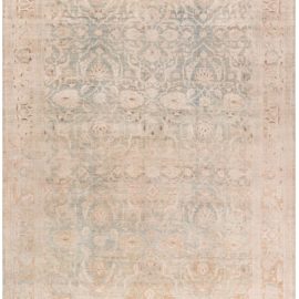 Antique Tabriz Persian Floral Allover Pale Sand Hand-Knotted Wool Rug – Circa 1920 BB7368
