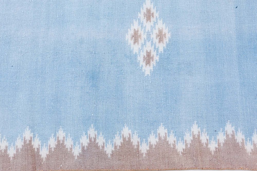 One-of-a-kind Indian Dhurrie Rug in Shades of Beige, Blue, and Brown BB7362