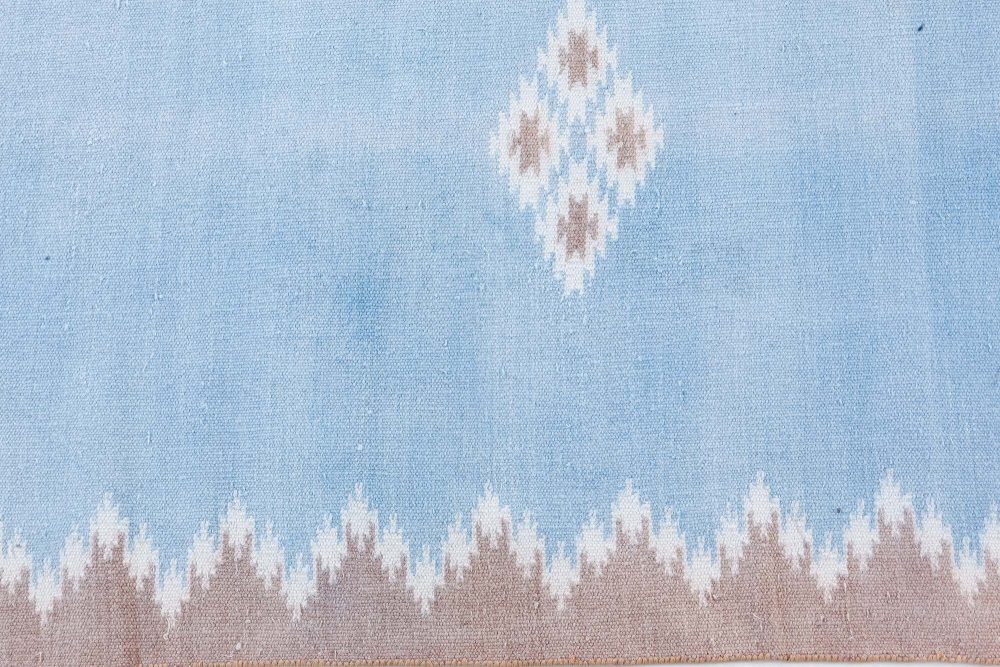 One-of-a-kind Indian Dhurrie Rug in Shades of Beige, Blue, and Brown BB7362