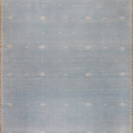 Vintage Indian Dhurrie Floral Light Blue Flatweave Cotton Rug BB7362
