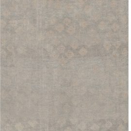 Contemporary Abstract Rosette Motif Gray Hand-Knotted Wool Runner “Evanesce” N12134