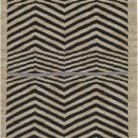 Modern Geometric Flatweave Runner Handmade Wool In Warm Tan With Black Motion “In Motion” N12135