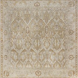 Antique Amritsar Indian Allover Geometric Light Beige Hand-Knotted Wool Rug – Circa 1920 (Size Adjusted) BB7375