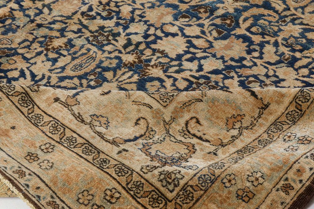 Antique Persian Meshad Rug in Beige, Blue, and Brown BB7376
