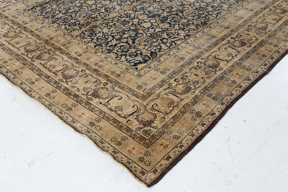 Antique Persian Meshad Rug in Beige, Blue, and Brown BB7376