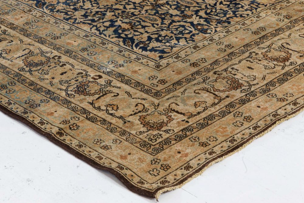 Antique Persian Meshad Rug in Beige, Blue, and Brown BB7376