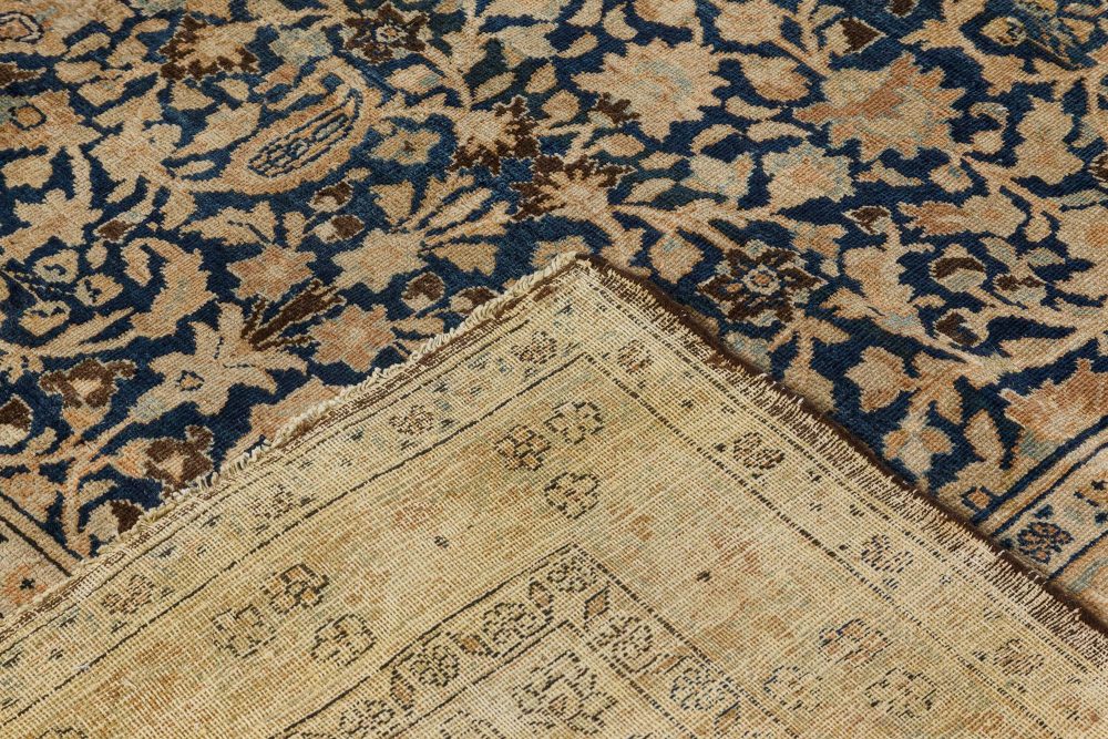 Antique Persian Meshad Rug in Beige, Blue, and Brown BB7376