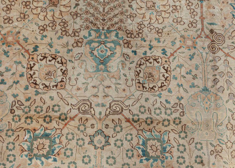 Authentic Persian Tabriz Rug in Beige, Blue, Brown, Gray, Orange BB7413