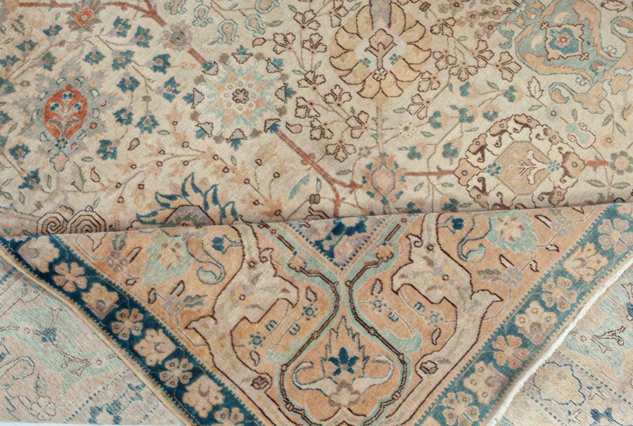 Authentic Persian Tabriz Rug in Beige, Blue, Brown, Gray, Orange BB7413