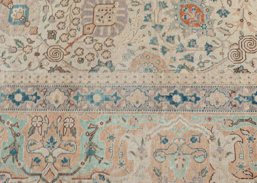 Authentic Persian Tabriz Rug in Beige, Blue, Brown, Gray, Orange BB7413
