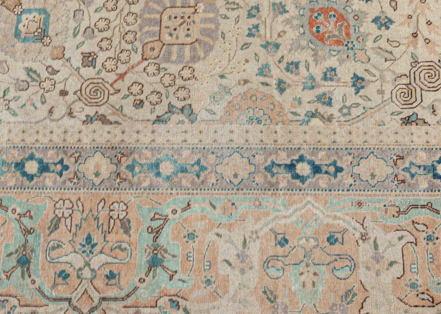 Authentic Persian Tabriz Rug in Beige, Blue, Brown, Gray, Orange BB7413