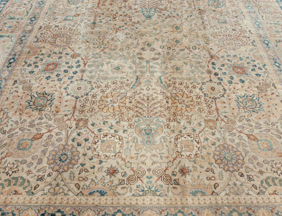 Authentic Persian Tabriz Rug in Beige, Blue, Brown, Gray, Orange BB7413