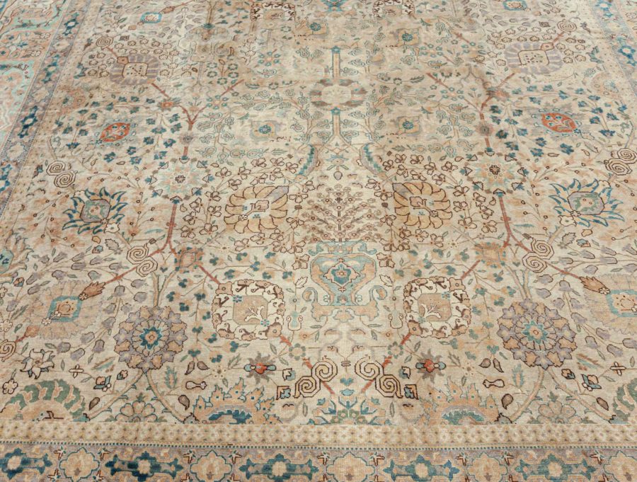 Authentic Persian Tabriz Rug in Beige, Blue, Brown, Gray, Orange BB7413