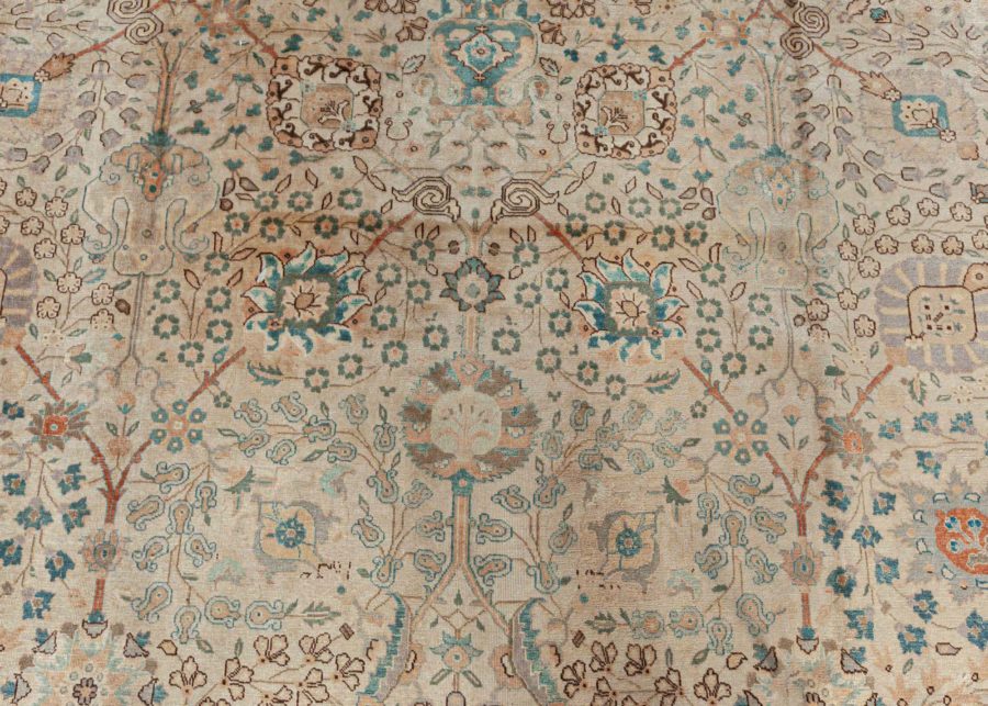 Authentic Persian Tabriz Rug in Beige, Blue, Brown, Gray, Orange BB7413