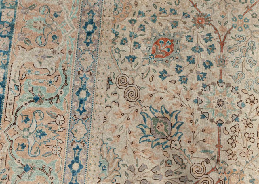 Authentic Persian Tabriz Rug in Beige, Blue, Brown, Gray, Orange BB7413