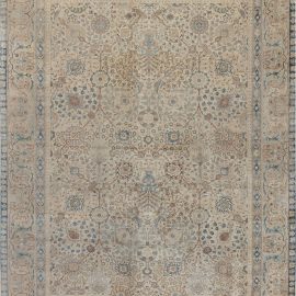 Authentic Persian Tabriz Rug in Beige, Blue, Brown, Gray, Orange BB7413